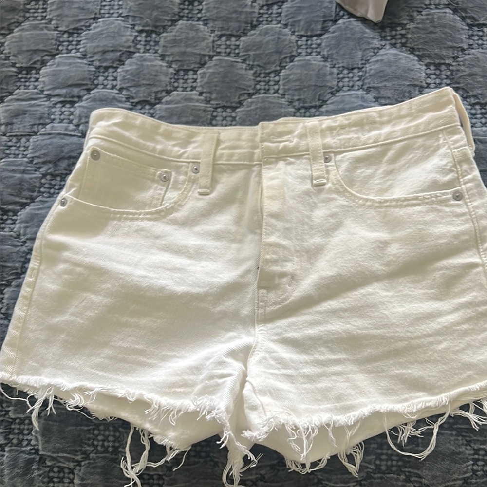 Madewell White Denim Frayed Hem Women Shorts